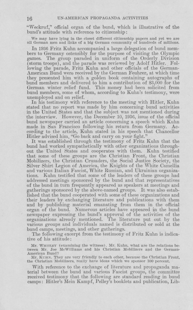 House report: Kuhn’s 1936 delegation and organizational connections